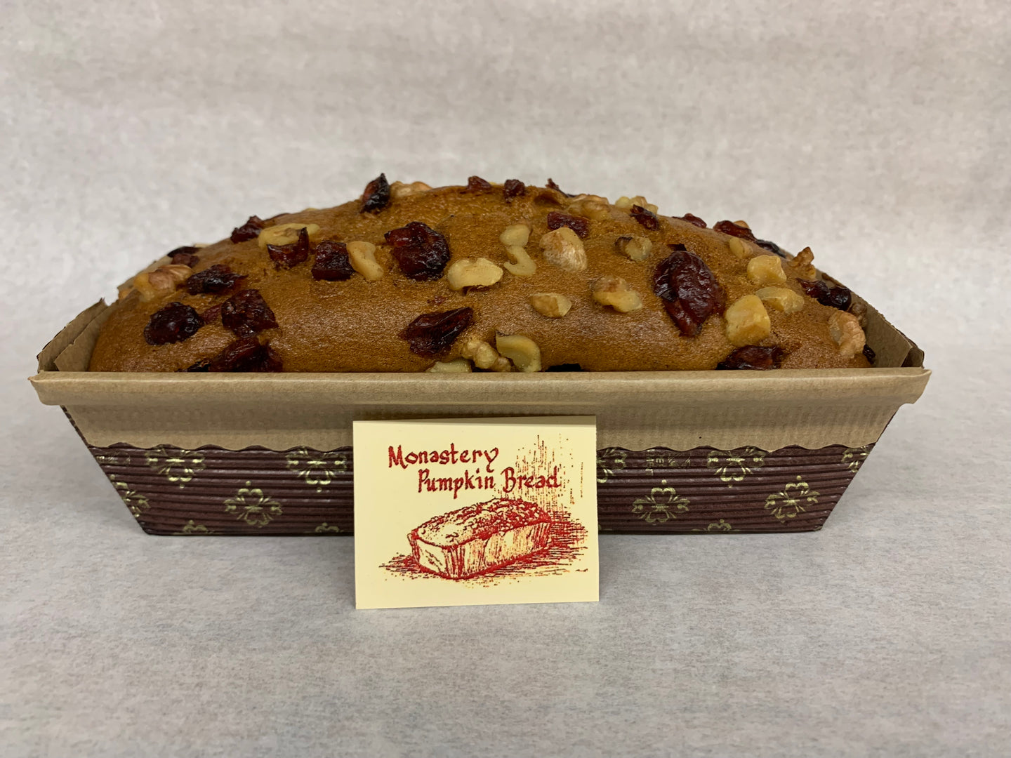 Pumpkin Bread Topped with Walnuts & Cranberries